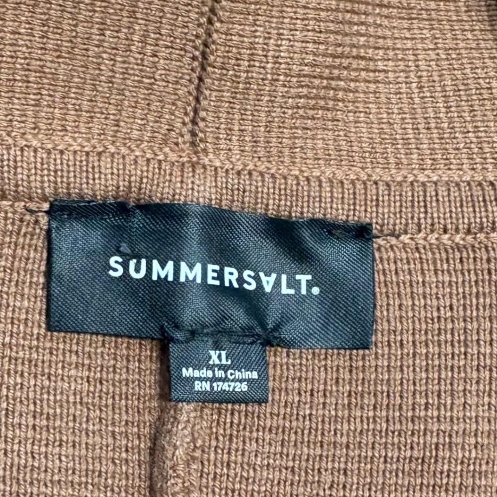 Summersalt The Ribbed Sweater Blazer Cardigan Brown XL Shawl Collar Pockets EUC - Picture 6 of 8